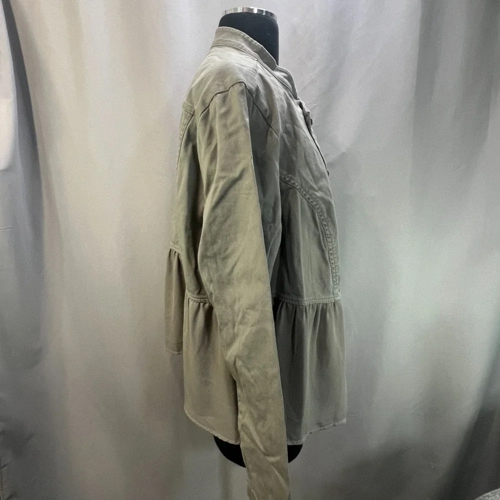 Torrid Twill Fabric Mixed Anorak Womens 2 Gray Cotton Button Front‎ Long Sleeves